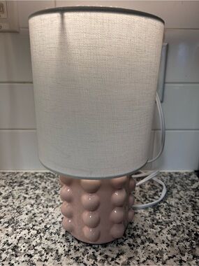 Pink Bubble Ceramic Table Lamp with White Shade